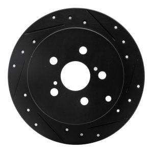 Pontiac Vibe Brake Rotor (1) - Rear Right - R1 Concepts - Drilled & Slotted - Black - `00-`10